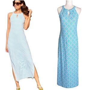Jude Connally Lisette Blue & White Mosaic Tile Print  Halter Maxi Dress - XS